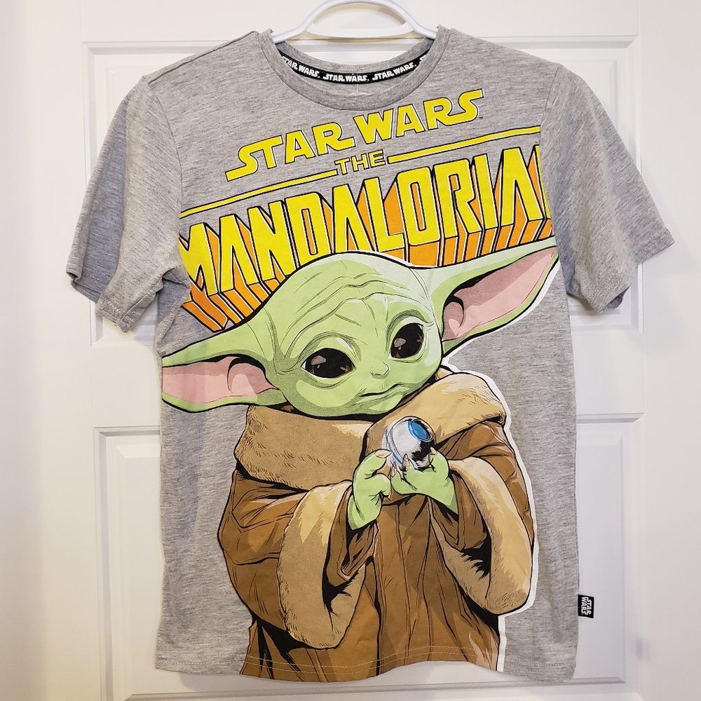 Star Wars Boy's The Mandalorian Yoda Heather Grey T-shirt - Size: Large/10-12